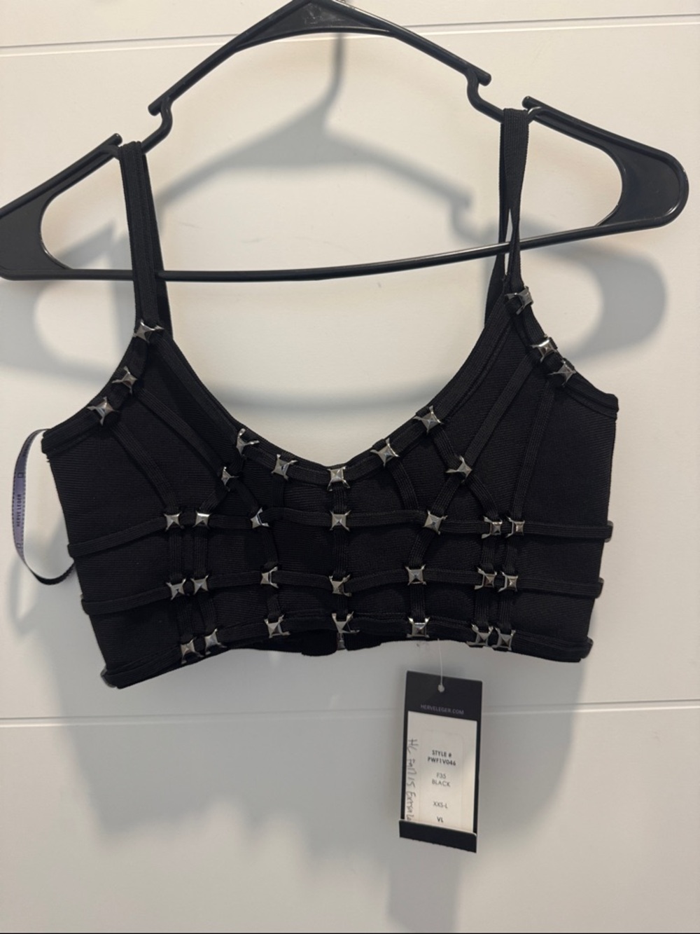 Herve Leger Black Studded Strappy Bandage bustier